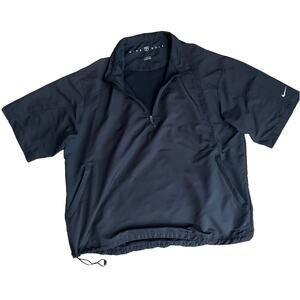 Mens Nike Golf XL Wind Breaker Pullover Shirt Jacket 1/4 Zip Black Summer Vented